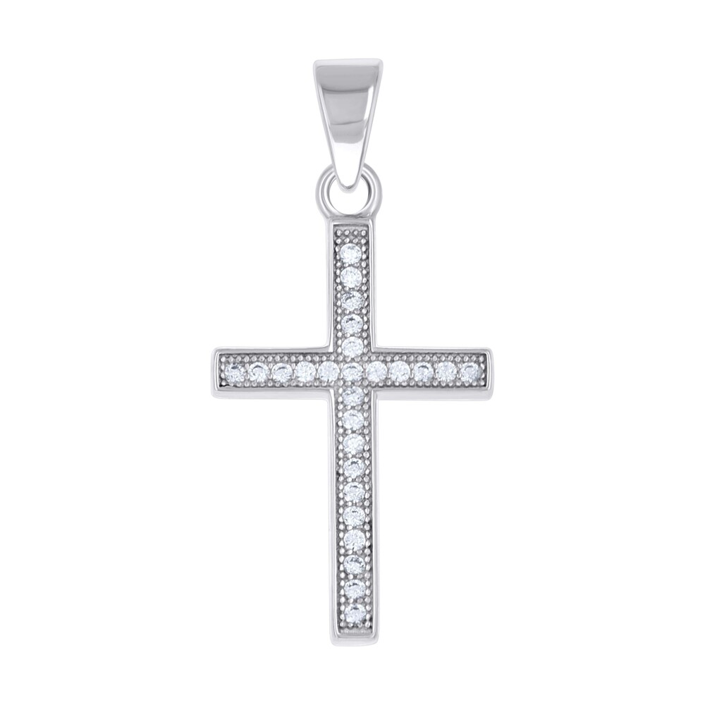 925 Sterling Silver Unisex Cubic-Zirconia Cross Religious Pendant